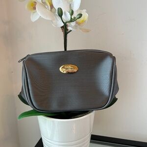 Christian Dior Parfums Gray Silver Mini Makeup Bag With Gold Detail